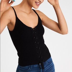 NWT Faux Lace-up Sweater Tank